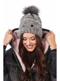 Cappuccino-black winter hat with ribbing C32 - Online store - Boutique